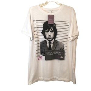 NWT AmarInk Mic Jagger Police Graphic White Tee Shirt Mens XXLg
